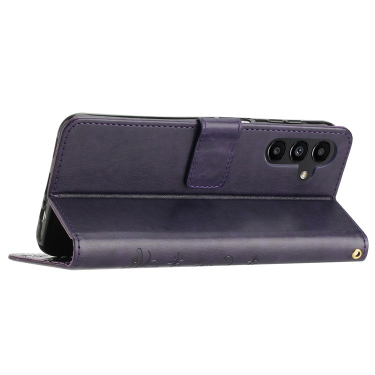For Samsung Galaxy M55 5G / C55 5G / F55 5G Case Wallet Butterfly Floral PU Leather Phone Cover - Dark Purple