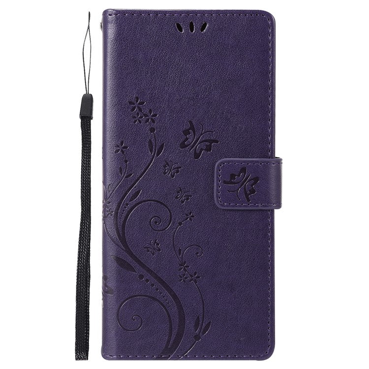 For Samsung Galaxy M55 5G / C55 5G / F55 5G Case Wallet Butterfly Floral PU Leather Phone Cover - Dark Purple