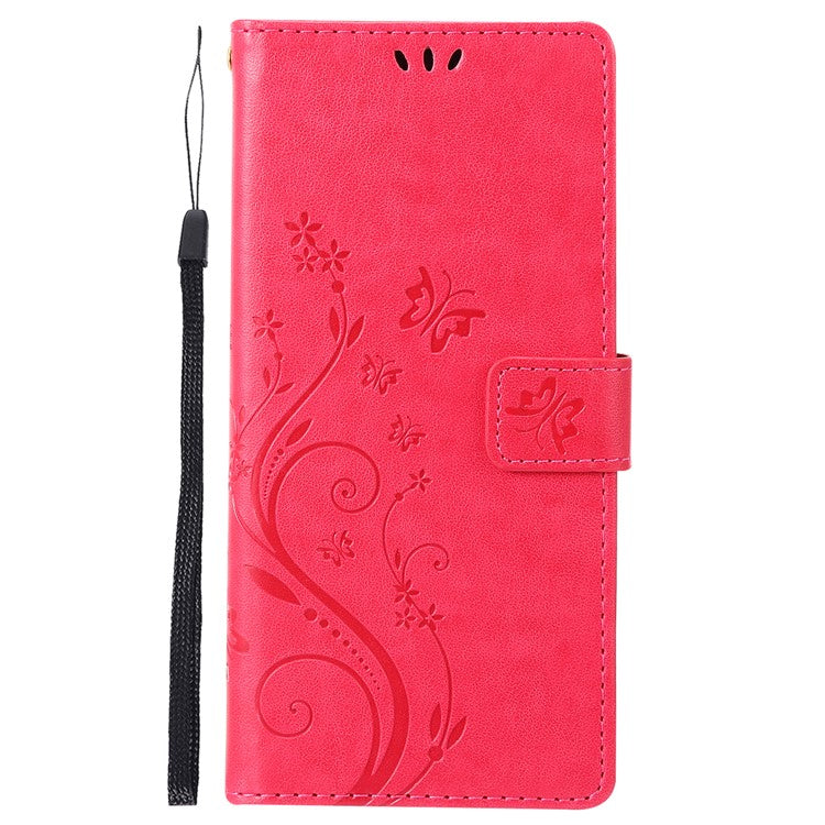 For Samsung Galaxy M55 5G / C55 5G / F55 5G Case Wallet Butterfly Floral PU Leather Phone Cover - Red