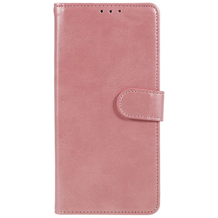 For Realme C63 4G Case Leather Calf Texture Phone Cover Cash and Card Holder Wallet - Rose Gold