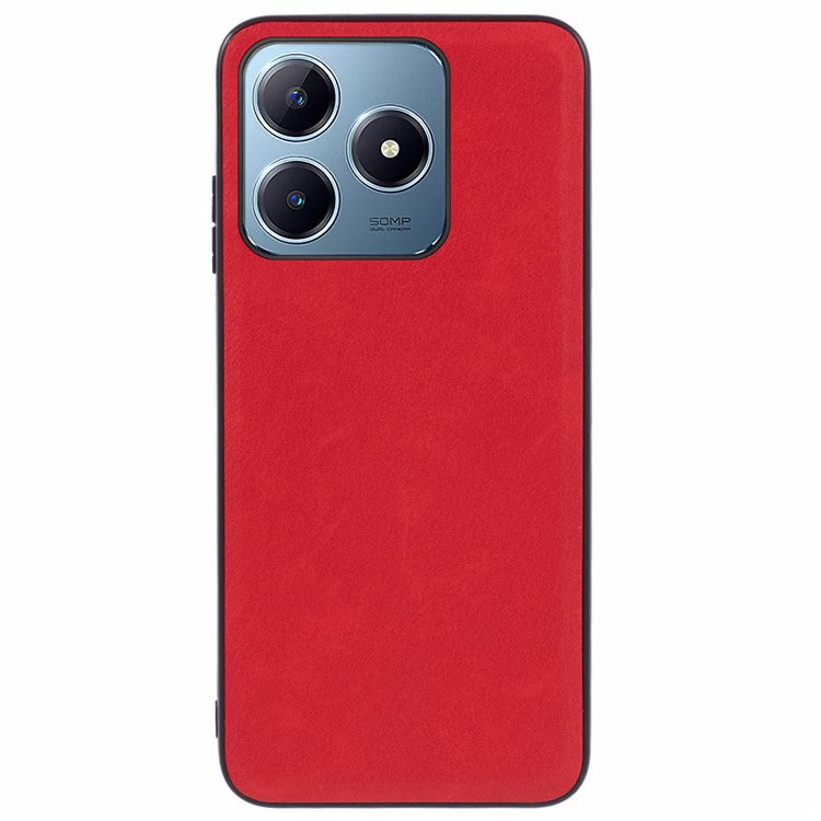 For Realme C63 4G Case Leather + PC + TPU Phone Cover Vintage Protective - Red