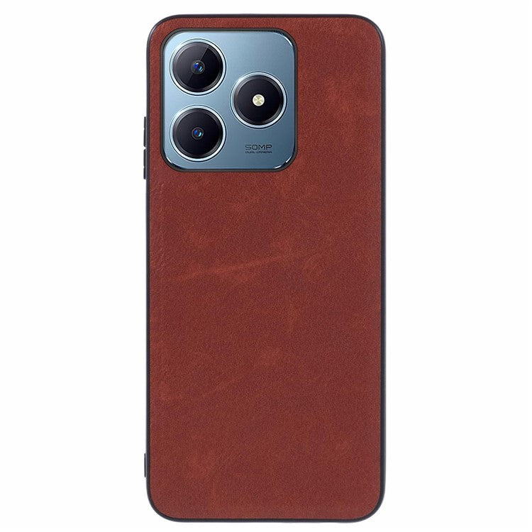 For Realme C63 4G Case Leather + PC + TPU Phone Cover Vintage Protective - Brown