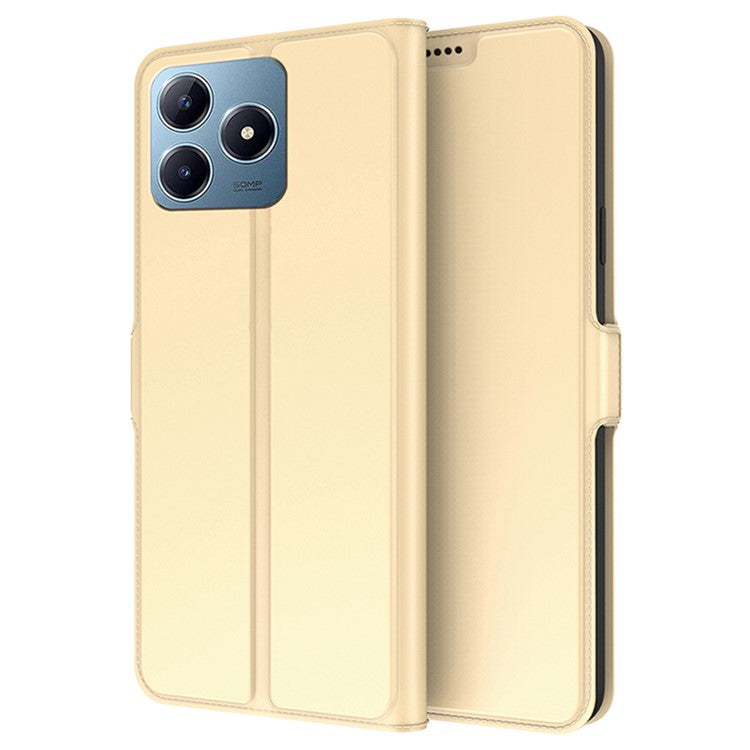 For Realme C63 4G / C61 4G / Narzo N63 4G Case Leather Phone Cover Horizontal Viewing Stand - Gold