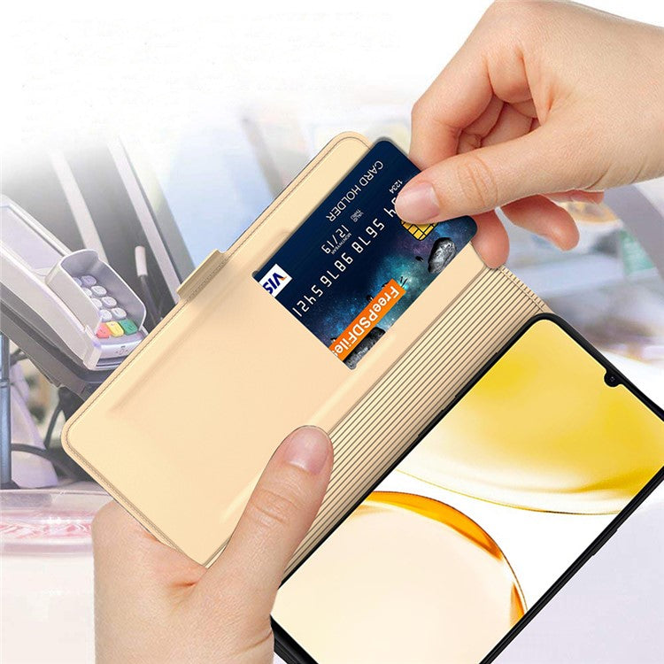 For Realme C63 4G / C61 4G / Narzo N63 4G Case Leather Phone Cover Horizontal Viewing Stand - Gold