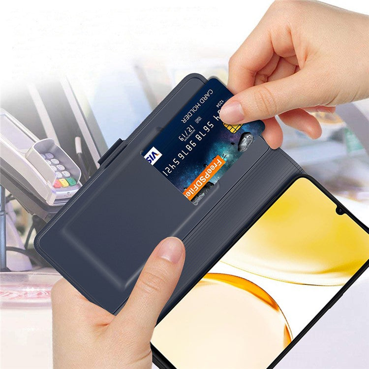 For Realme C63 4G / C61 4G / Narzo N63 4G Case Leather Phone Cover Horizontal Viewing Stand - Blue