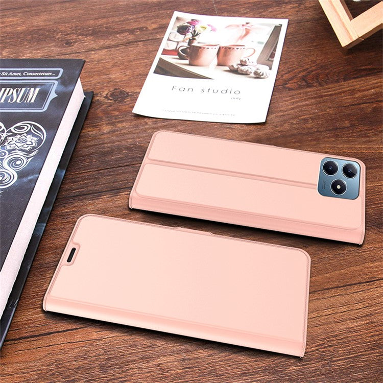 For Realme C63 4G / C61 4G / Narzo N63 4G Case Leather Phone Cover Horizontal Viewing Stand - Rose Gold