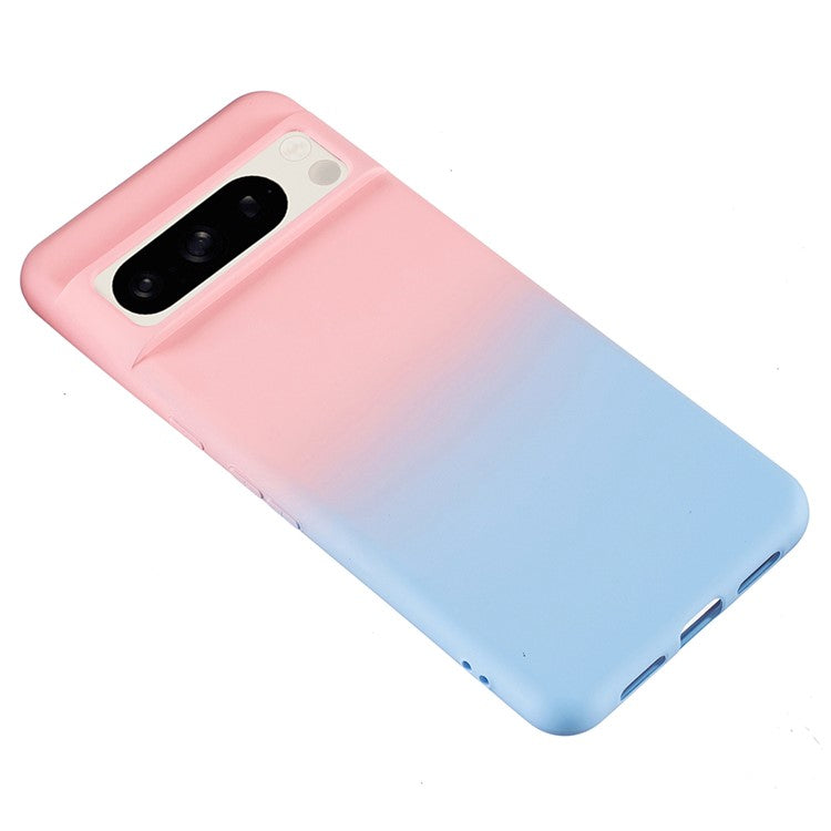 For Google Pixel 8 Pro Case TPU Shockproof Phone Cover Aesthetic Gradient Color - Pink+Blue