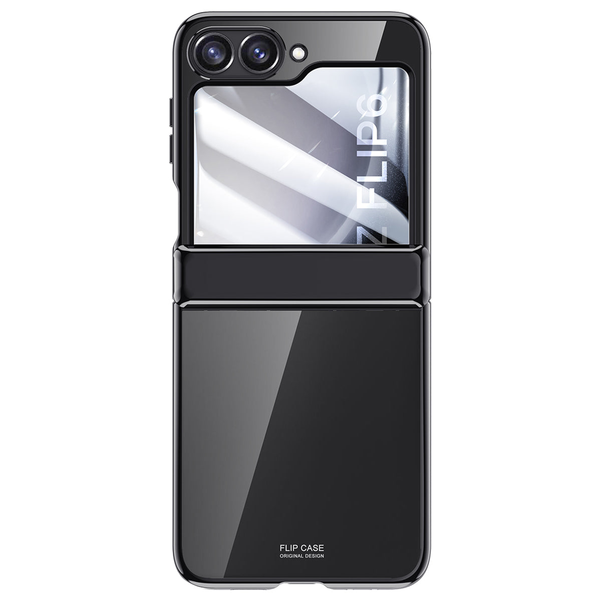 For Samsung Galaxy Z Flip6 5G Case PC+Acrylic Hinge Protection Phone Cover with Rear Small Film - Black