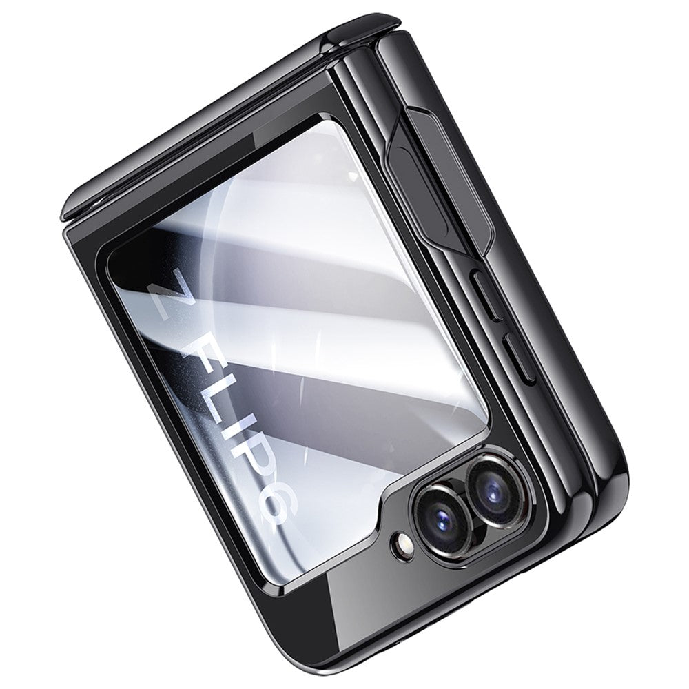 For Samsung Galaxy Z Flip7 FE 5G / Z Flip6 5G Case PC+Acrylic Hinge Protection Phone Cover with Rear Small Film - Black