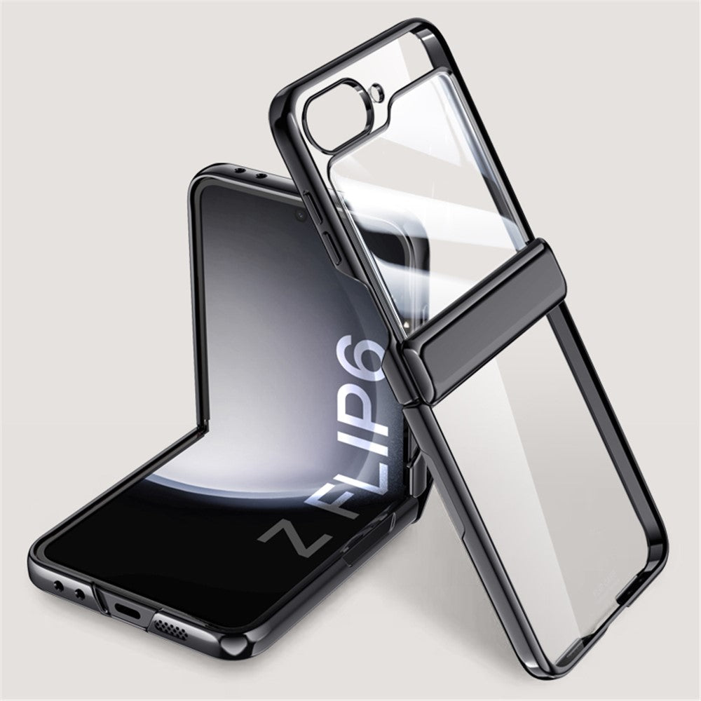 For Samsung Galaxy Z Flip7 FE 5G / Z Flip6 5G Case PC+Acrylic Hinge Protection Phone Cover with Rear Small Film - Black