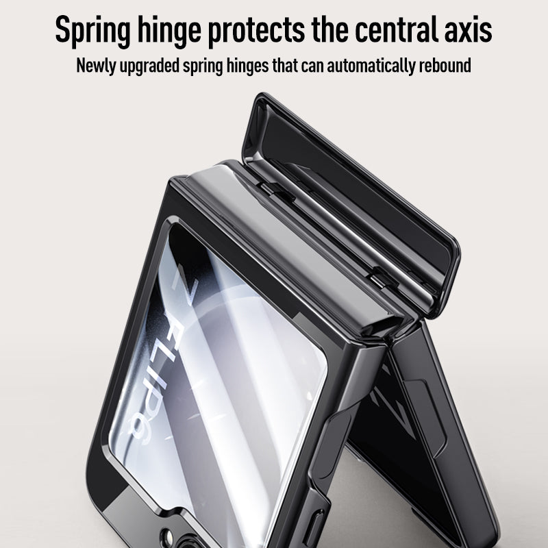 For Samsung Galaxy Z Flip6 5G Case PC+Acrylic Hinge Protection Phone Cover with Rear Small Film - Black