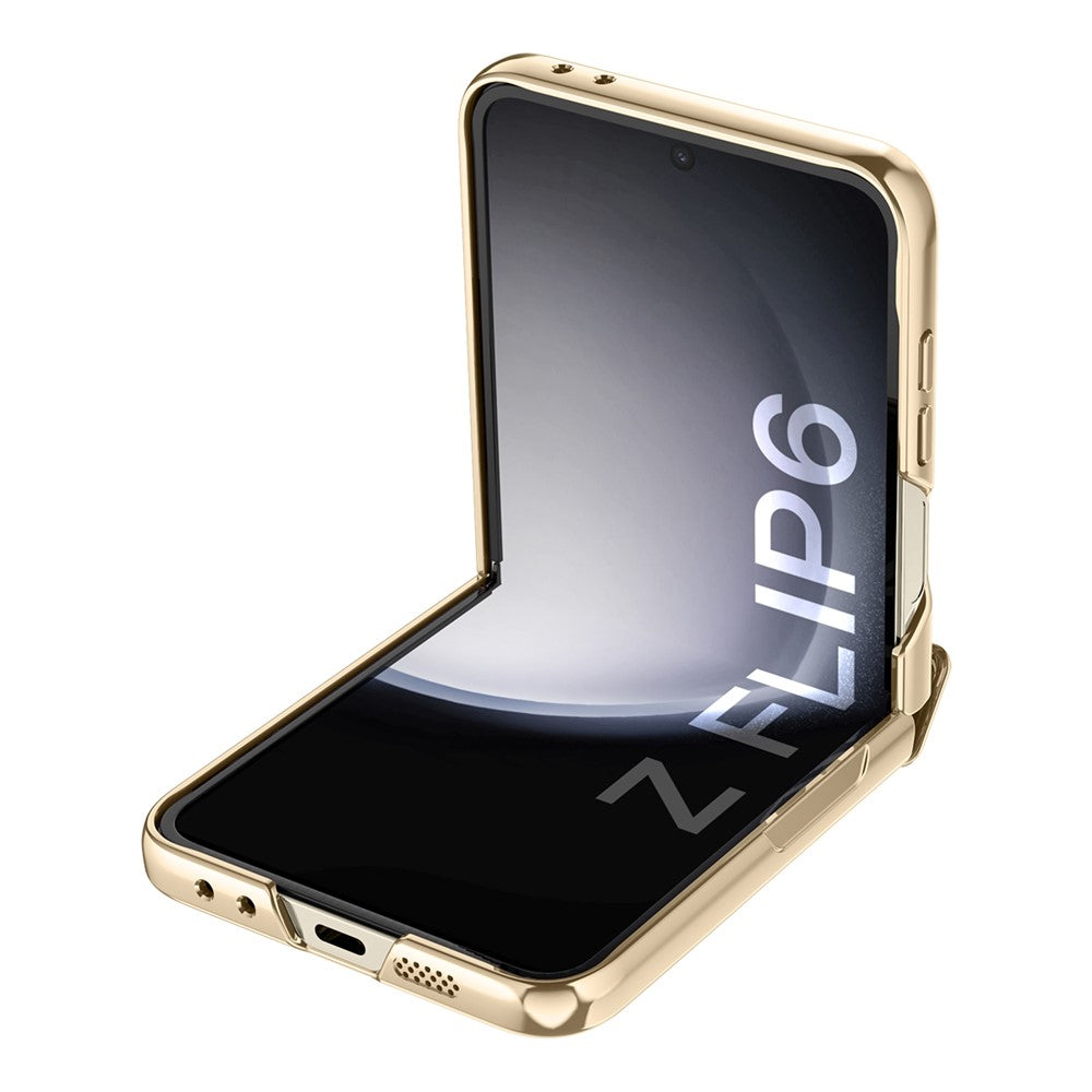 For Samsung Galaxy Z Flip7 FE 5G / Z Flip6 5G Case PC+Acrylic Hinge Protection Phone Cover with Rear Small Film - Gold