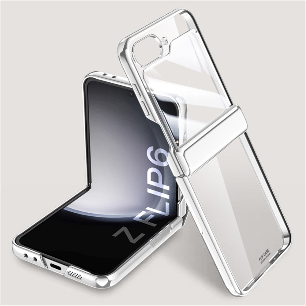 For Samsung Galaxy Z Flip7 FE 5G / Z Flip6 5G Case PC+Acrylic Hinge Protection Phone Cover with Rear Small Film - Silver