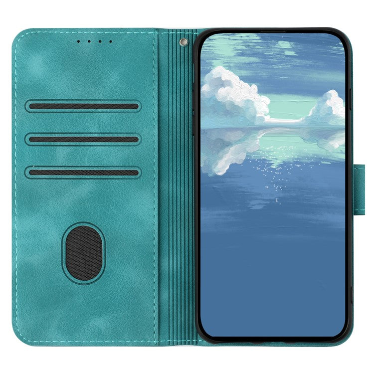 YX0040 For Oppo A60 4G Case Wallet Geometric Phone Leather Cover with Hand Strap - Baby Blue