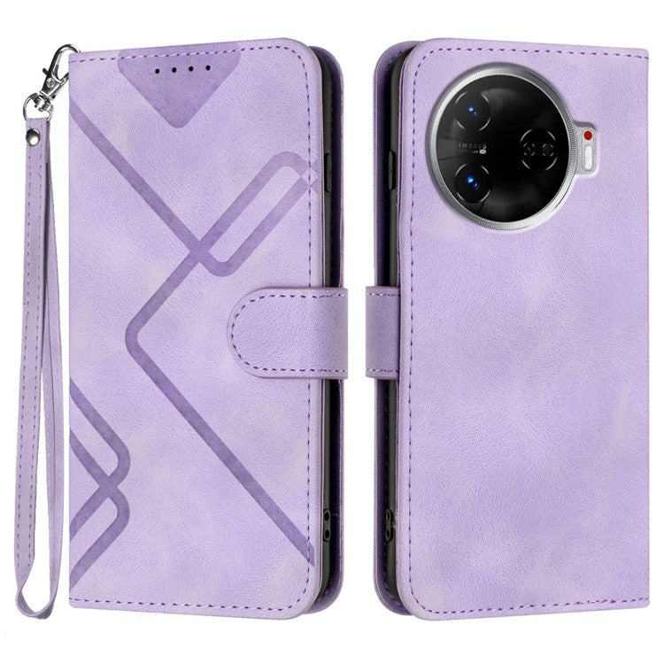 YX0040 For TECNO Camon 30 4G / 5G Case Wallet Card Slots Geometry Leather Phone Cover - Light Purple