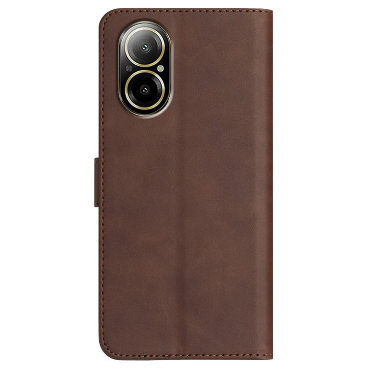 YX0030 For Realme C67 4G Wallet Case PU Leather Phone Cover Smile Imprinted - Coffee