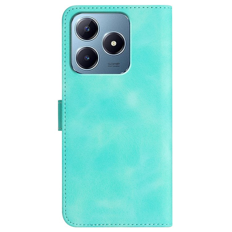 YX0030 For Realme C63 4G Case Smile Imprinted Leather Phone Cover Magnetic Clasp -  Baby Blue