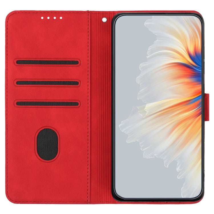 YX0030 For Oppo A60 4G Case Leather Phone Cover Stand Function - Red