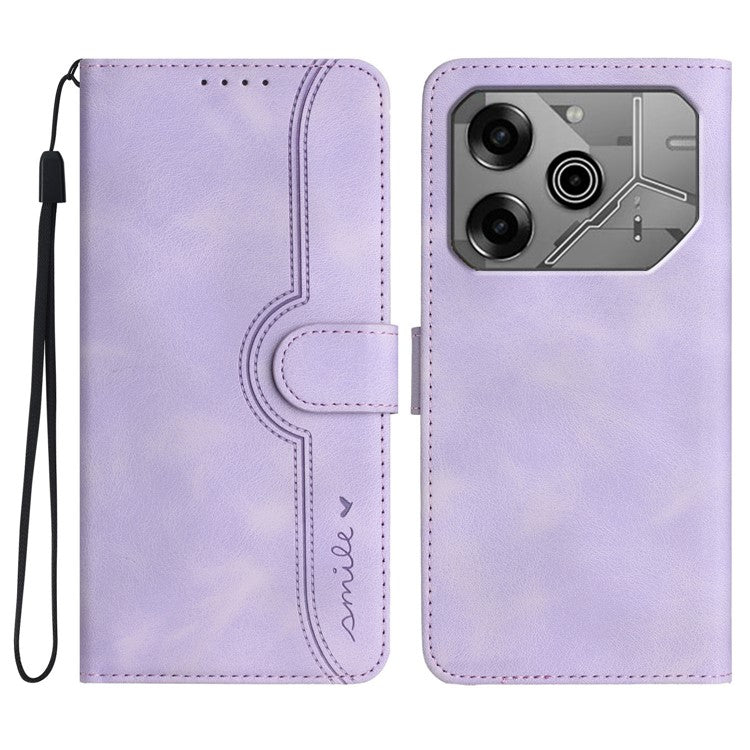 YX0030 For TECNO Pova 6 5G / Pova 6 Pro 5G Case Leather Phone Cover Smile Letter - Light Purple