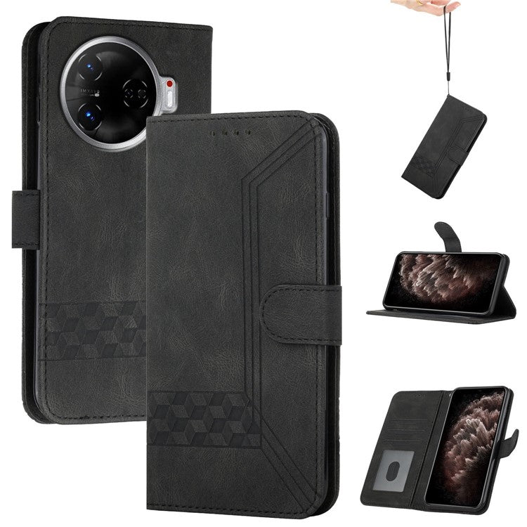 YX0010 Series for TECNO Camon 30 4G / 5G Case PU Leather Skin-touch Wallet Phone Cover - Black