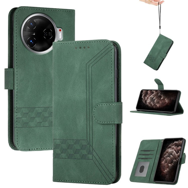 YX0010 Series for TECNO Camon 30 4G / 5G Case PU Leather Skin-touch Wallet Phone Cover - Blackish Green