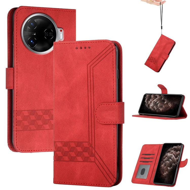 YX0010 Series for TECNO Camon 30 4G / 5G Case PU Leather Skin-touch Wallet Phone Cover - Red
