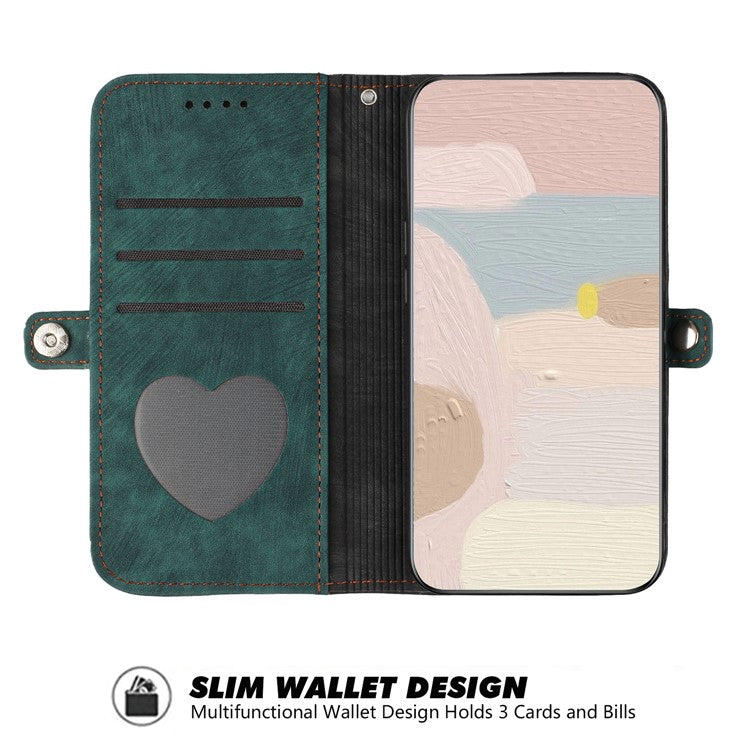 YX0020 For Oppo A60 4G Leather Case Folding Stand Wallet Phone Cover with Strap - Blackish Green