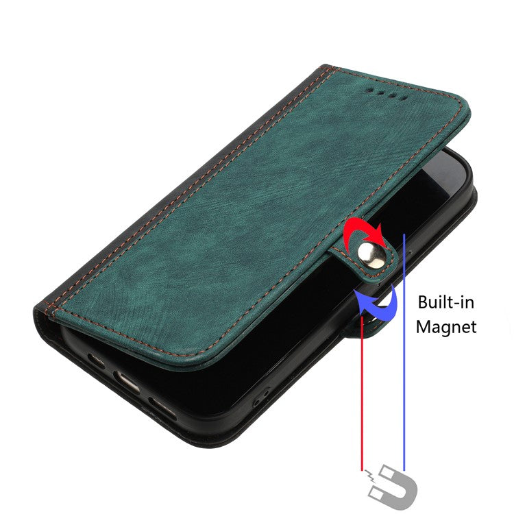 YX0020 For Oppo A60 4G Leather Case Folding Stand Wallet Phone Cover with Strap - Blackish Green
