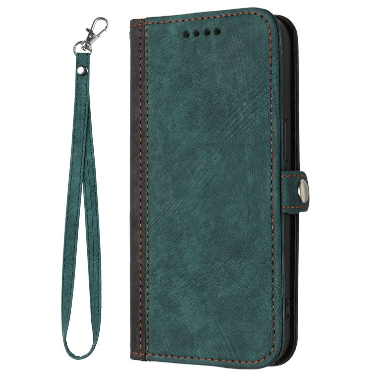 YX0020 For Oppo A60 4G Leather Case Folding Stand Wallet Phone Cover with Strap - Blackish Green