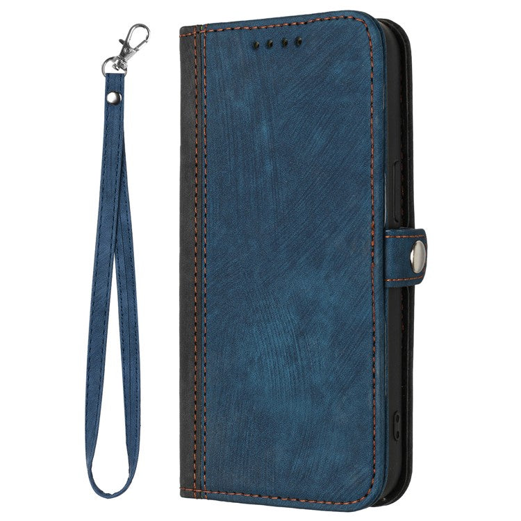 YX0020 For Oppo A60 4G Leather Case Folding Stand Wallet Phone Cover with Strap - Sapphire