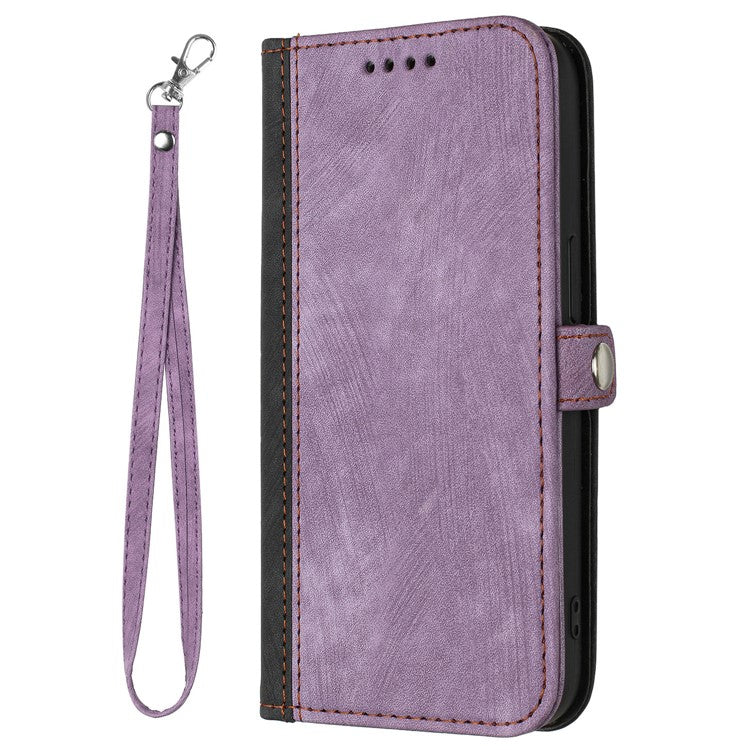 YX0020 For Oppo A60 4G Leather Case Folding Stand Wallet Phone Cover with Strap - Purple