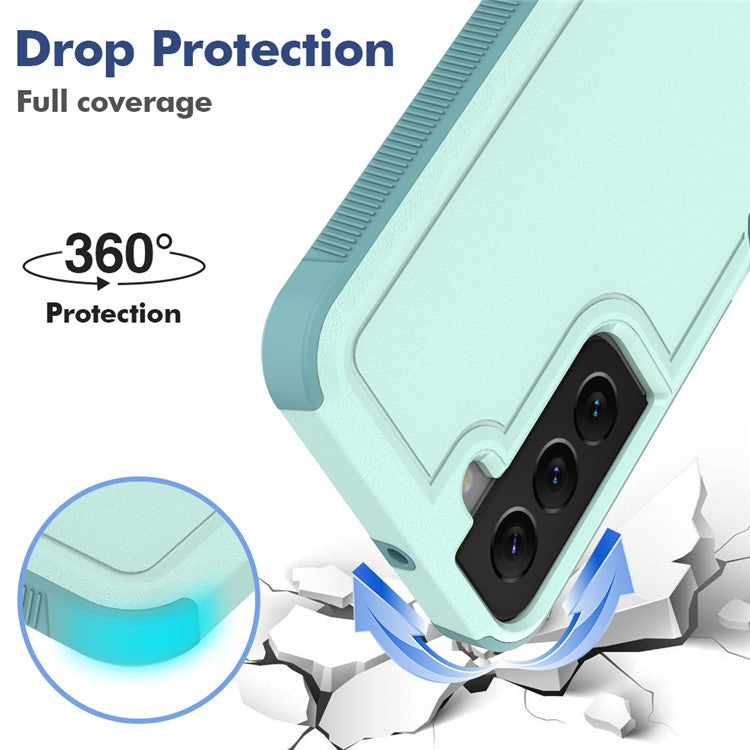 For Samsung Galaxy S22 5G Hard PC + Soft TPU Dual Layer Protection Case Anti-scratch Phone Cover - Mint Green