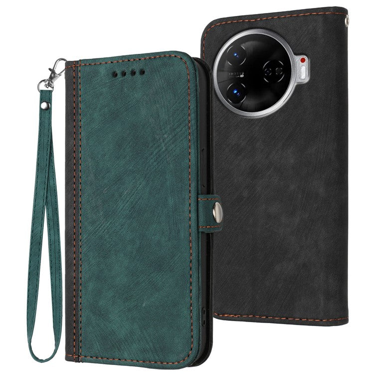 YX0020 For TECNO Camon 30 4G / 5G Case Skin-touch PU Leather Flip Phone Cover - Blackish Green