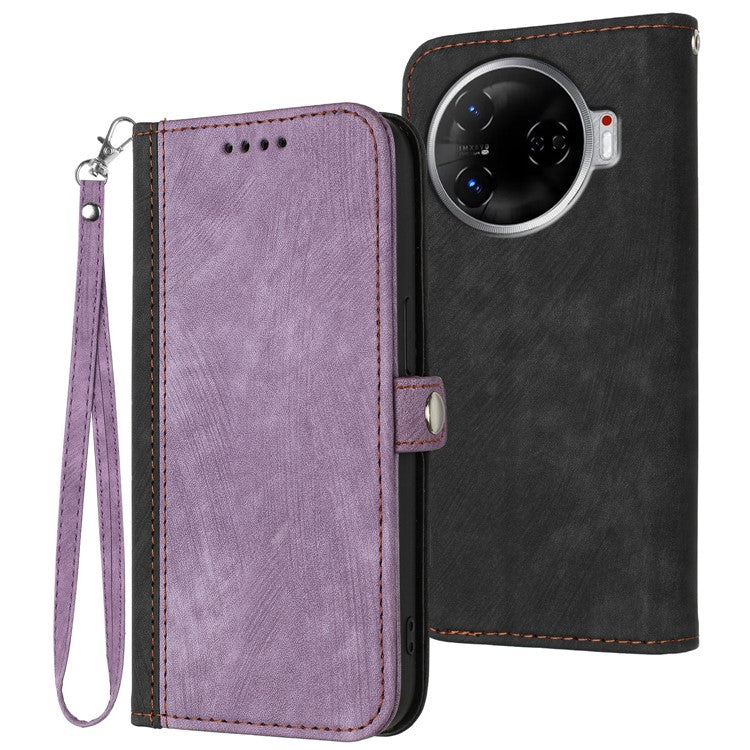 YX0020 For TECNO Camon 30 4G / 5G Case Skin-touch PU Leather Flip Phone Cover - Purple