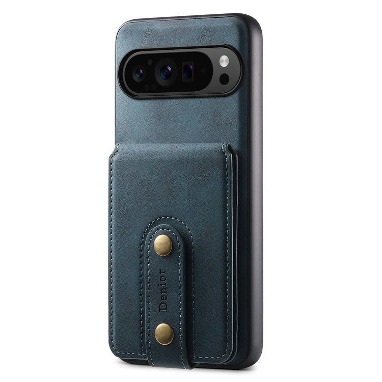 DENIOR D14 For Google Pixel 9 Pro / Pixel 9 Magnetic Case 2 in 1 Detachable Card Holder PC+TPU Phone Cover - Blue