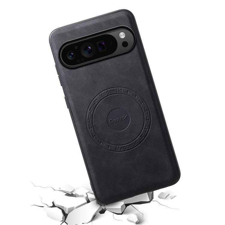 DENIOR D14 For Google Pixel 9 Pro / Pixel 9 Magnetic Case 2 in 1 Detachable Card Holder PC+TPU Phone Cover - Black