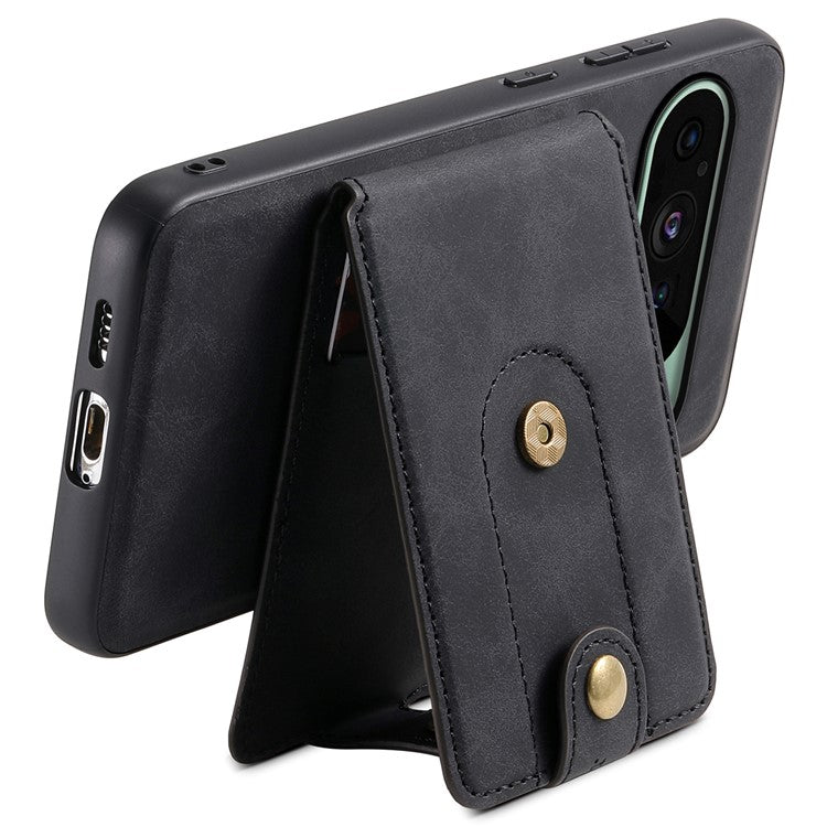 DENIOR D14 For Google Pixel 9 / 9 Pro Case Compatible with MagSafe Kickstand Card Slots Phone Cover - Black