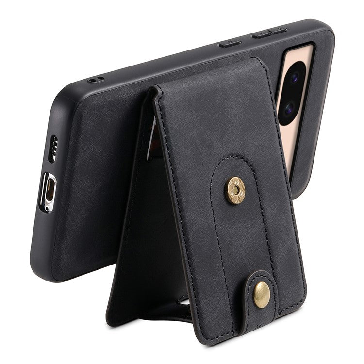DENIOR D14 For Google Pixel 8a Kickstand Case Card Holder Phone Cover Compatible with MagSafe - Black