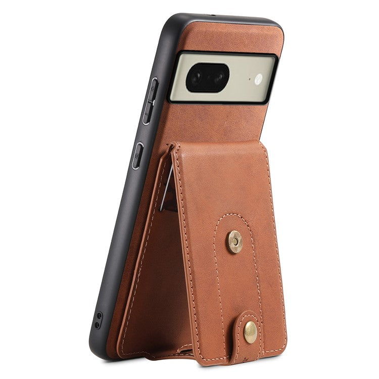 DENIOR D14 For Google Pixel 8 Case 2 in 1 Detachable PU+PC+TPU Magnetic Phone Cover - Brown