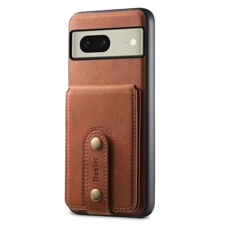 DENIOR D14 For Google Pixel 8 Case 2 in 1 Detachable PU+PC+TPU Magnetic Phone Cover - Brown