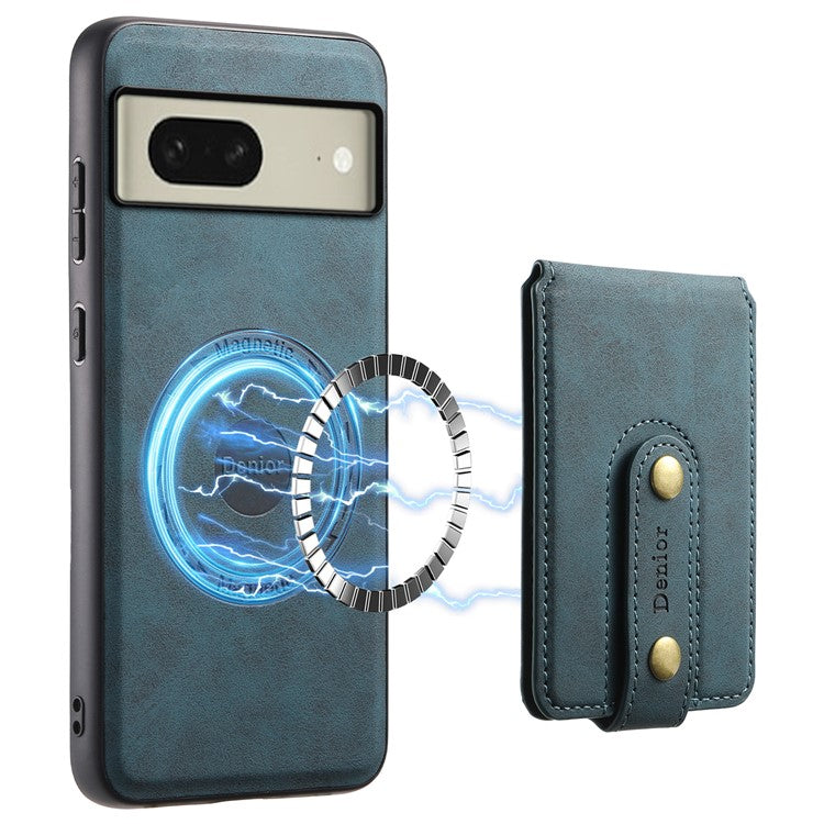DENIOR D14 For Google Pixel 8 Case 2 in 1 Detachable PU+PC+TPU Magnetic Phone Cover - Blue