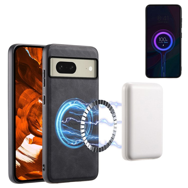 DENIOR D14 For Google Pixel 8 Case 2 in 1 Detachable PU+PC+TPU Magnetic Phone Cover - Black