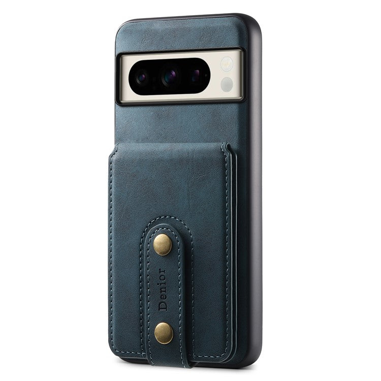 DENIOR D14 For Google Pixel 8 Pro Magnetic Case Card Bag Hybrid PC+TPU Phone Cover - Blue