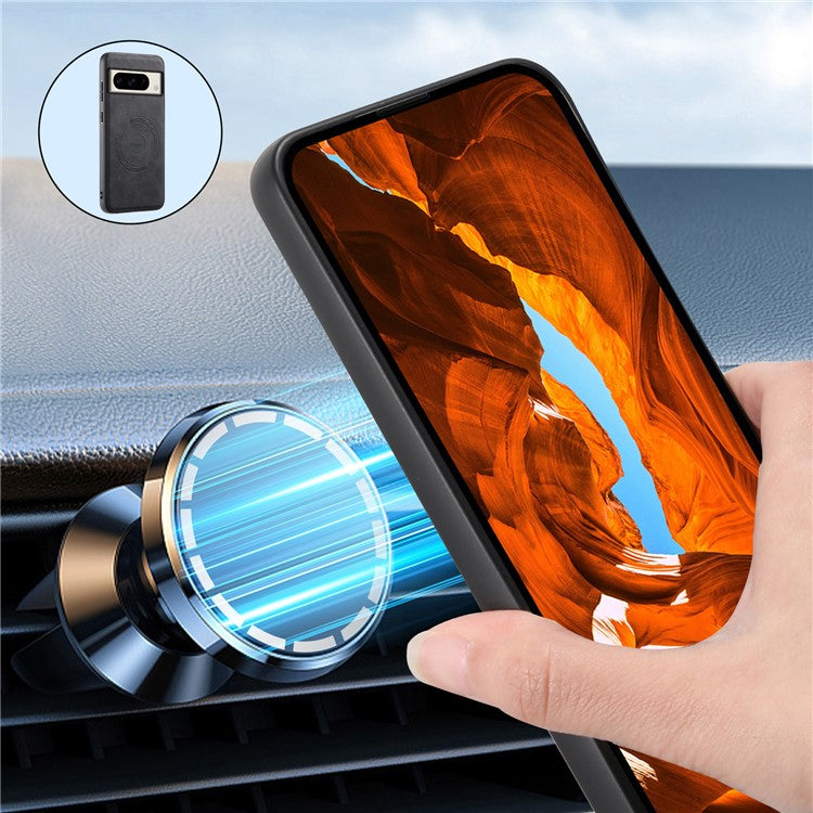 DENIOR D14 For Google Pixel 8 Pro Magnetic Case Card Bag Hybrid PC+TPU Phone Cover - Black