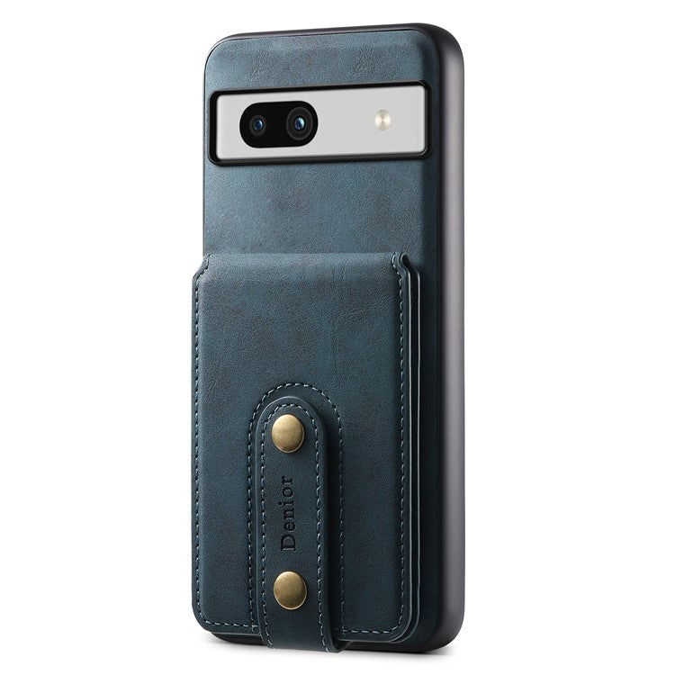 DENIOR D14 For Google Pixel 7a Magnetic Case 2 in 1 Detachable Card Bag PU+PC+TPU Phone Cover - Blue