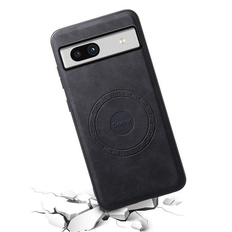 DENIOR D14 For Google Pixel 7a Magnetic Case 2 in 1 Detachable Card Bag PU+PC+TPU Phone Cover - Black