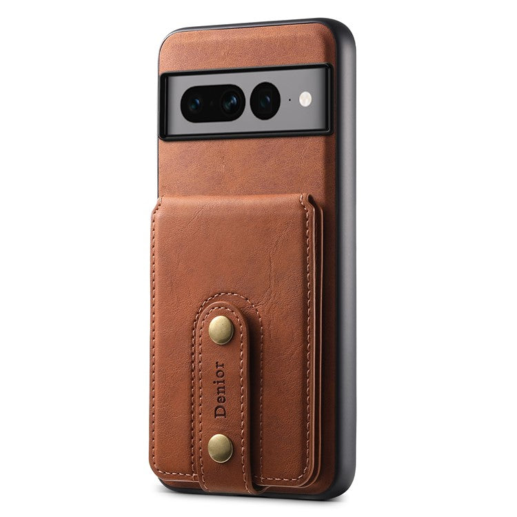 DENIOR D14 For Google Pixel 7 Pro 5G Case Compatible with MagSafe PU+PC+TPU Phone Cover - Brown