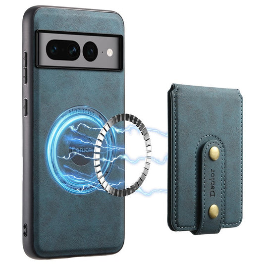 DENIOR D14 For Google Pixel 7 Pro 5G Case Compatible with MagSafe PU+PC+TPU Phone Cover - Blue