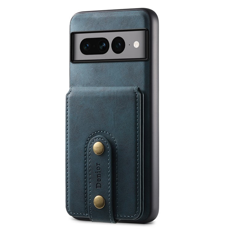 DENIOR D14 For Google Pixel 7 Pro 5G Case Compatible with MagSafe PU+PC+TPU Phone Cover - Blue