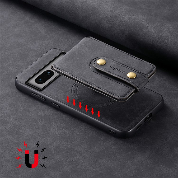 DENIOR D14 For Google Pixel 7 Pro 5G Case Compatible with MagSafe PU+PC+TPU Phone Cover - Black